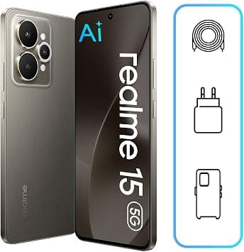 Realme 15 5G Smartphone (12GB RAM, 256GB Storage) | 6.8" 144Hz OLED Display | 50MP OIS Camera | Dimensity 7300+ | 7000mAh Battery | 80W Fast Charging | Android 15 | IP68/IP69 (Suit Titanium) on Amazon - Best Deal Finder