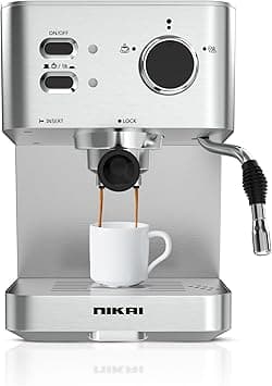 Nikai Coffee Machine For Making Espresso, Cappuccino & Latte - St Steel Coffee Machine with 2-Cup Filter, Pre-Heating System & High-Pressure Frothing, Best for Home & Office NEM230A -2 Years Warranty on Amazon.ae - Price Tracker