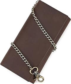 LUUFAN Men's Genuine Leather Long Wallet Chain Wallet Card holder Wallet with Coin Pocket - Amazon.ae Price Tracker