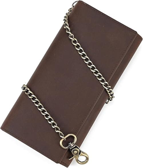 LUUFAN Men's Genuine Leather Long Wallet Chain Wallet Card holder Wallet with Coin Pocket on Amazon.ae - Price Tracker