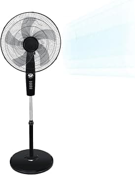 Jorunb 18 inch Standing Fan – 3-Speed Powerful Cooling Pedestal Fan with Adjustable Height & Tilt for Powerful Cooling in Bedroom, Home & Office(Black) على Amazon.ae - متتبع الأسعار
