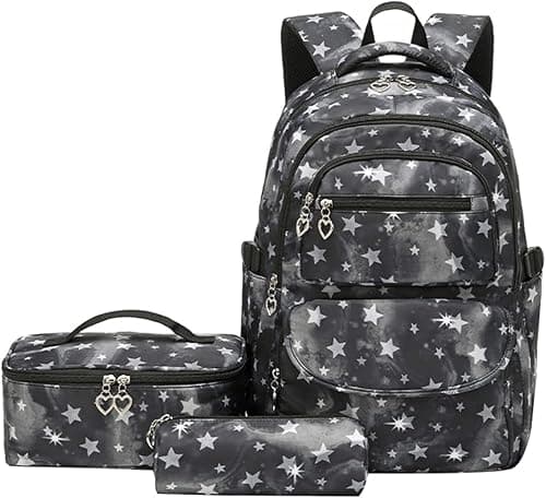 JiaYou School Backpack Sets 3pcs Stars Prints Daypack For Teens Girls Primary School Students on Amazon.ae - Price Tracker