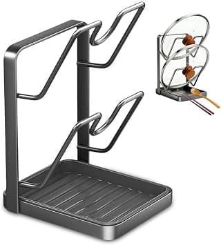 Grey Pot Lid Holder, PP Carbon Steel Pot Lid Organiser, Lid Holder for Kitchen, Practical Lid Organiser Kitchen for Cutting Boards & Spatulas on Amazon.ae - Price Tracker