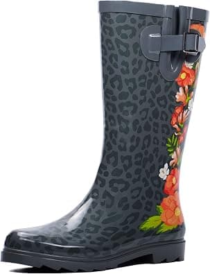 landchief Mid-Calf Women's Rubber Rain Boots Printed Waterproof Women's Rain Footware on Amazon.ae - Price Tracker