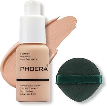 PHOERA Foundation Makeup Naturally Liquid Foundation Full Coverage Mattle Oil-Control Concealer 8 Colors Optional,Great Choice For Gift (#103 Warm Peach,30ml) on Amazon.ae - Price Tracker