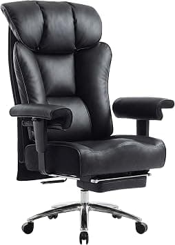 Efomao Executive Office Chair for Big and Tall (200kg Capacity) - 57cm Wide Seat & 15cm Ultra-Thick Cushion - Reclining Computer Desk Chair with Footrest, Height Adjustable Arms, Black - Amazon.ae Price Tracker