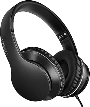 LORELEI X6 Over-Ear Headphones with Microphone, Lightweight Foldable & Portable Stereo Bass Headphones with 1.45M No-Tangle, Wired Headphones for Smartphone Tablet MP3 / 4 (Space Black) على Amazon.ae - متتبع الأسعار