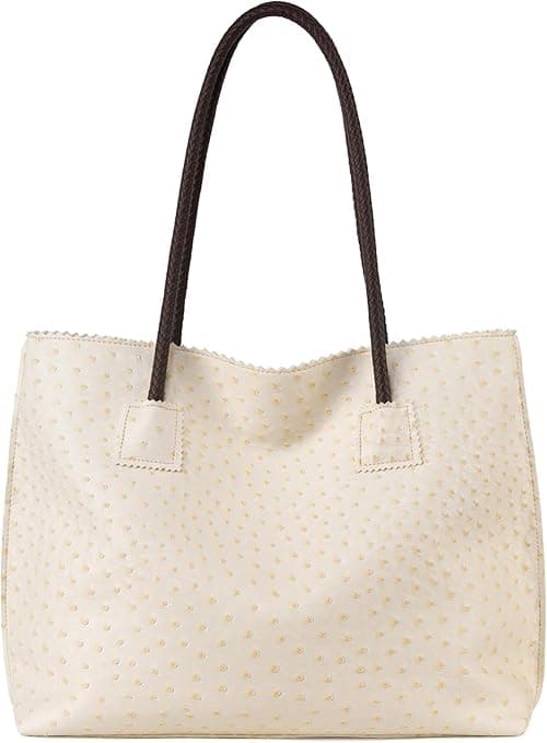 Milan Chiva Tote Bag for Women Large Ostrich Shoulder Handbags with Zipper on Amazon.ae - Price Tracker