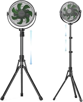 10000 mAh Pedestal Fan with 8.5'' Frame, 4- Speeds Standing Fan Adjustable Height, Portable Desk Fan, Max 37 H, Rechargeable Floor Fan, Included A Hook, Quiet for Home, Office, Outdoor on Amazon.ae - Price Tracker
