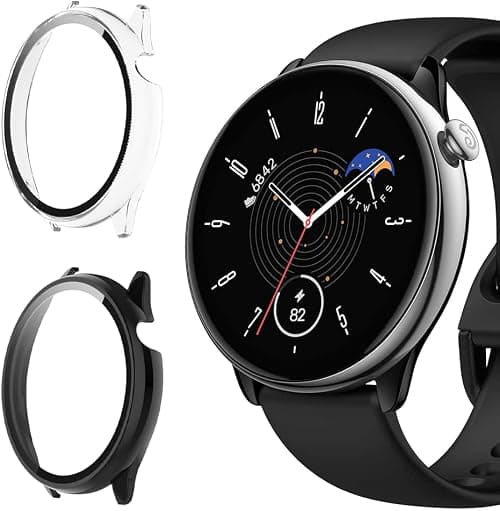 KeeFos Case Compatible with Amazfit GTR Mini, 9H Hardness 360° All-Round Protective Case Built-in Glass, Scratch-Resistant PC Screen Protector Case Cover for Amazfit GTR Mini (Black + Transparent) على Amazon.ae - متتبع الأسعار