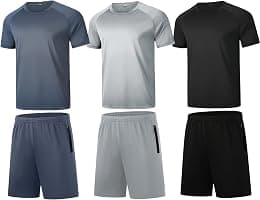 RPOVIG Shirts Shorts Workout Set:Men's 3 Pack Clothes Short set outfits Gym Active Athletic Basketball - Best Deal Finder