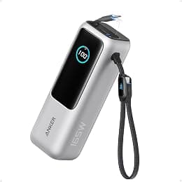 انكر باور بانك، شاحن محمول فائق السرعة 25000mAh 165 واط لاجهزة اللابتوب المزدوجة، حزمة بطارية شحن سريع مع كيبلات مدمجة وقابلة للسحب، لسلسلة ايفون 17/16 وسامسونج وغيرها - دليلك لأفضل العروض
