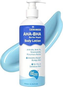 Get Nectar Happiness Ceramide AHA 6% + BHA 1% Barrier Repair Body Lotion | Strawberry Skin, Tan & Uneven Texture Exfoliating & Hydrating Moisturizer | 2% Niacinamide, 4% Glycolic Acid, 2% Lactic Acid على Amazon.ae - متتبع الأسعار