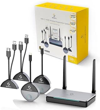 Wireless HDMI Transmitter and Receiver, USB-C & HDMI Adapter, 1080P@60Hz | 328 ft Range, 2.4G/5G, Plug and Play, Up to 32 Transmitters, Audio & Video Streaming from Laptop, Phone to Monitor, Projector على Amazon.ae - متتبع الأسعار
