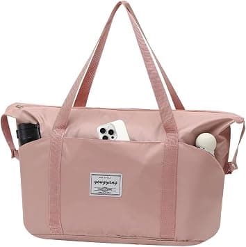 KASTWAVE Travel Duffel Bag for Women and Men, Waterproof Cabin Carry On Tote with Wet Dry Separation and Trolley Sleeve, Foldable Gym Overnight Bag for Travel and Commuting, Pink, 50x28x20cm على Amazon.ae - متتبع الأسعار