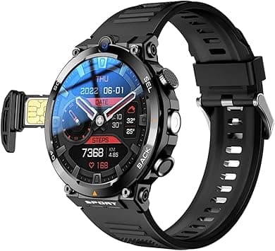4G SIM Card Smartwatch, Smart Watch for Men, with 1.39" Round Screen, Answer/Make Call, Front/Side Dual Cameras, Function NFC, IP67 Waterproof, Gifts for Men on Amazon.ae - Price Tracker
