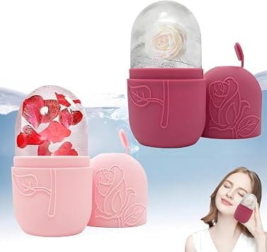 2PCS Ice Roller for Face, Eyes & Neck, Skin Care Tools, Silicone Ice Cube Massager for Skin Care, De-Puffing Eye Bags, Migraine Relief, Reusable Ice Mold for Face Massage (Rose red & Pink) - Best Deal Finder