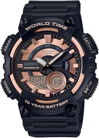 Casio AEQ110BW Series | Men’s Analog-Digital Watch |100M WR | Multi Alarms | 100 SEC Stopwatch | Countdown Timer | World Map for World Time | LED Light | LC Display | 10 Year Battery - Amazon.ae Price Tracker