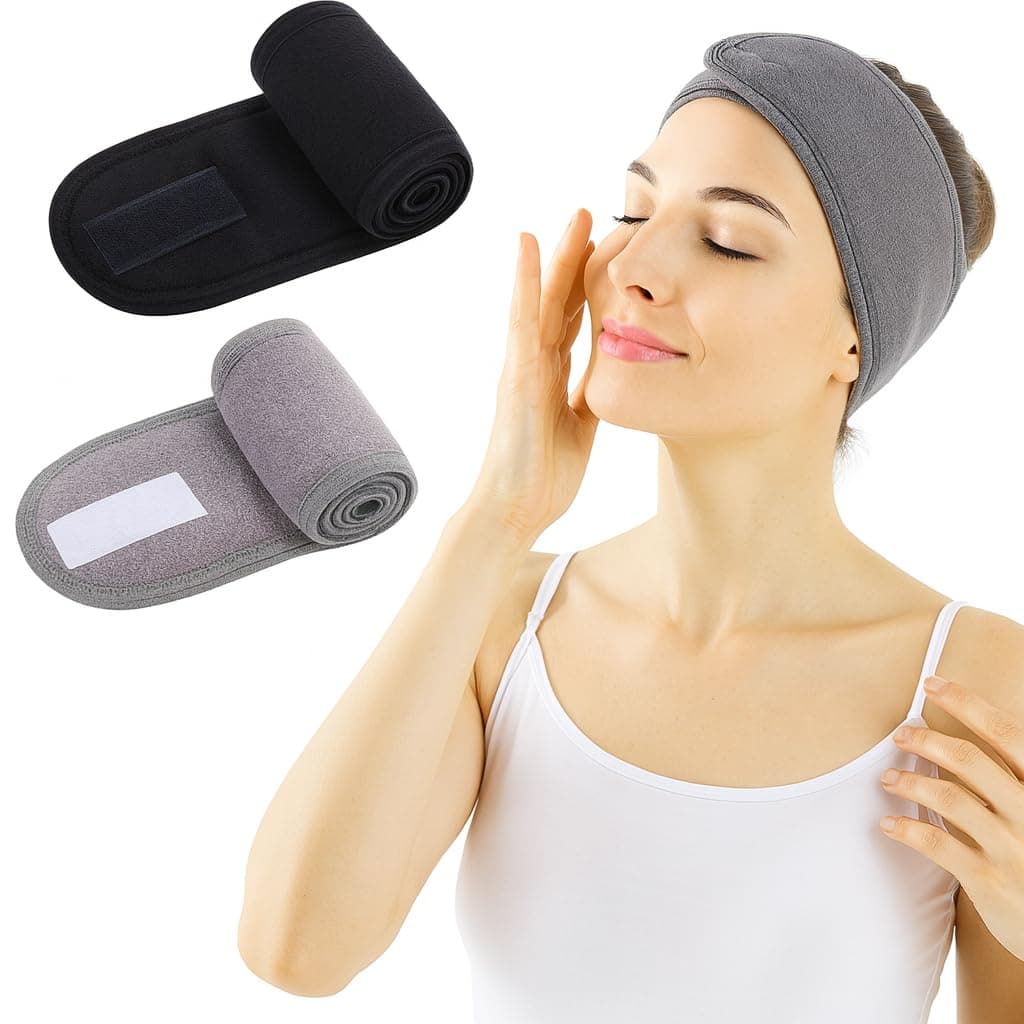 Amerteer Facial Spa Headband, 2 Pcs Makeup Shower Bath Wrap Sport Headband Terry Cloth Adjustable Stretch Towel with Magic Tape For Women on Amazon.ae - Price Tracker