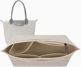Lckaey tote bag organizer insert for Longchamp le pliage large tote insert felt purse zipper bag organizer 1028beige-S - Best Deal Finder