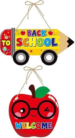 2Pcs Back to School Welcome Sign - Paper Door/Wall Hanging Decoration for Classrooms, Educational Signage to Welcome Students on Amazon.ae - Price Tracker