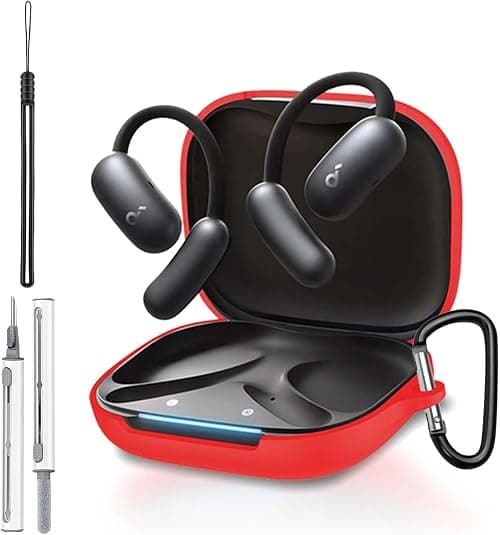 for Anker Soundcore AeroFit 2 Case Cover, Full Protective Silicone Skin Cover for Soundcore AeroFit 2 by Anker,with Keychain & Lanyard and Cleaner Kit, Front LED Visible, Red on Amazon.ae - Price Tracker