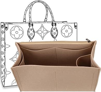 D.DUO Bag Purse Organizer With Zipper, Tote Organizer Insert For LV ONTHEGO (Beige, L) on Amazon.ae - Price Tracker