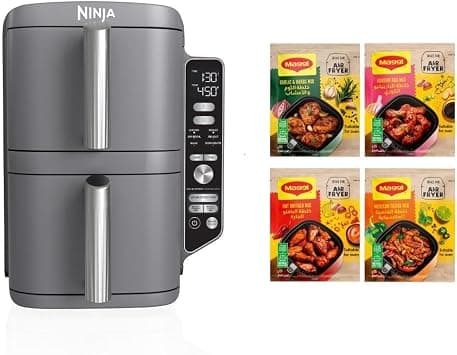 Ninja Double Stack XL Air Fryer 9.5 Litre,2Drawers + 4 Maggi Air fryer Mixes(Korean Mexican Garlic & Herbs Buffalo Mix) (4x65g) on Amazon - Best Deal Finder