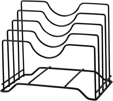 Pot Lid Organiser, Rack Holder, Cutting Board Storage Rack, Iron, 4 Slots, Pan Lid Holder, Storage Rack, Pot Lid Organizer for Kitchen Worktop (Black) on Amazon.ae - Price Tracker