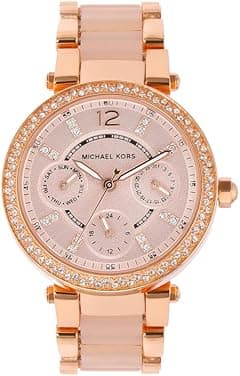 Michael Kors Women's Mini Parker Two Tone Watch MK6110, Rose Gold/Blush, Mini Parker, MK6110 - Amazon.ae Price Tracker