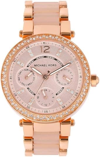 Michael Kors Women's Mini Parker Two Tone Watch MK6110, Rose Gold/Blush, Mini Parker, MK6110 on Amazon.ae - Price Tracker
