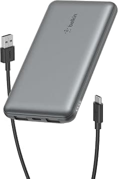 Belkin 10000mAh portable power bank, 10K -C portable charger with 1 -C port and 2 -A ports, battery pack for up to 15W charging for iPhone, Samsung Galaxy, AirPods, iPad - Space Gray على Amazon.ae - متتبع الأسعار