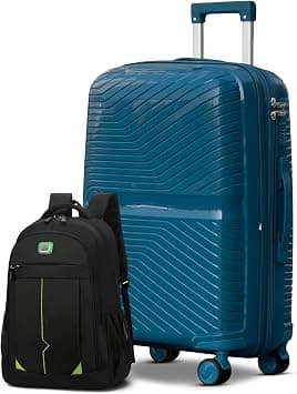 Hard Shell Suitcase with Travel Backpack Combo, 24 Inch, Lightweight PP, Spinner Wheels, Number Combination Lock (Coral Blue, Miami) on Amazon - Best Deal Finder
