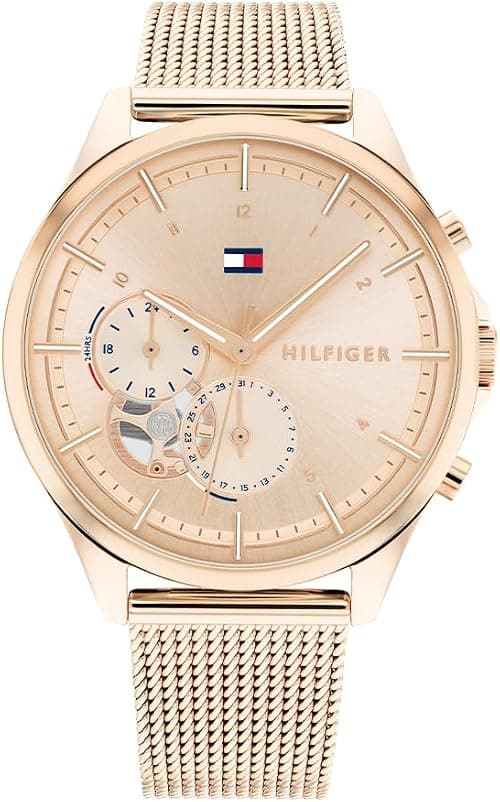 Tommy Hilfiger Women's Carnation Gold Dial Ionic Plated Carnation Gold Steel Watch - 1782486 على Amazon.ae - متتبع الأسعار