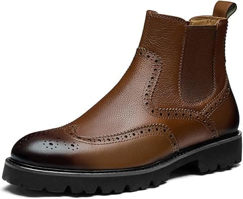 Men's Dark Brown Wingtip Leather Chelsea Boots mens Chelsea Boot on Amazon.ae - Price Tracker