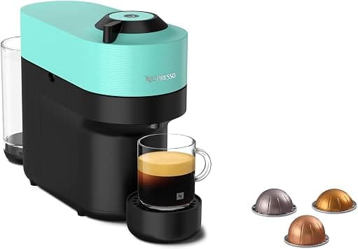 Nespresso Vertuo Pop GDV2 Capsule Coffee Machine, Brews 6 Cup Sizes for Black Coffee, 0.6 L, Aqua Mint - متتبع أسعار Amazon.sa