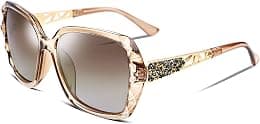 FEISEDY Polarized Women Square Sunglasses Sparkling Composite Shiny Frame B2289 - Best Deal Finder