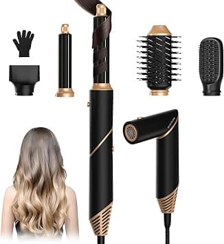 5 in 1 Hair Dryer Brush, Air Hair Styler Curling Wrapping, Negative Ionic Foldable Hair Dryer Brush, Hot Air Brush Volumizer, Hair Straightener, Thermal Brush, Blow Dryer Brush Hair Styling Tools - Best Deal Finder