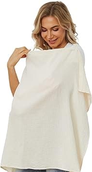 Muslin Nursing Cover for Baby Breastfeeding, Breathable Privacy Nursing Covers for Mom 100% Cotton Breastfeeding Cover with Rigid Hoop for Mother Nursing Apron (Beige) - Amazon.ae Price Tracker