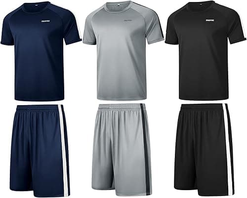 RPOVIG Shirts Shorts Workout Set:Men's 3 Pack Clothes Short set outfits Gym Active Athletic Basketball on Amazon.ae - Price Tracker
