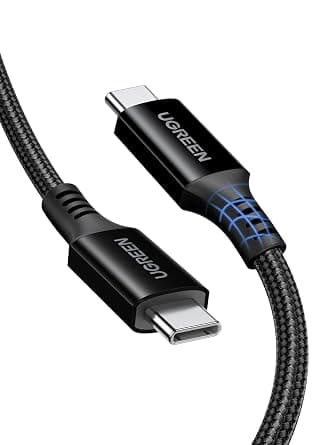 كيبل USB نوع C إلى نوع C سريع الشحن مضفر 5 امبير لسلسلة ايفون 16 وايباد برو/ميني وماك بوك برو/ميني وسامسونج S24 الترا وهواوي P60 من يوجرين، طول 2 متر - 100 واط - اس سي بي بي سي 1.2 - بي دي 3.0 | لسلسلة ايفون 17-15 وماك بوك، لأجهزة اللاب توب والتابلت والهواتف الذكية ونقل البيانات بسرعة عالية، نايلون مضفر مرن ومتين - متتبع أسعار Amazon.sa