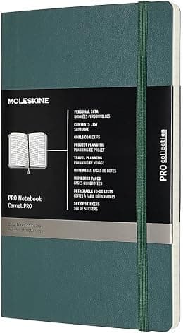 Moleskine PRO Notebook, Soft Cover, Large (5" x 8.25") Professional Project Planning, Forest Green, 192 Pages - متتبع أسعار Amazon.sa