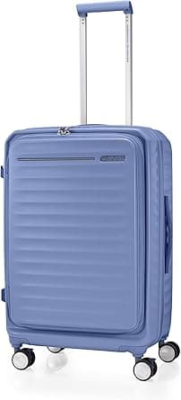 American Tourister Frontec Suitcase, 68 cm / 25 inch, 4 Double Wheels, Hard Top, Polycarbonate, Elemental Blue|Expandable|Book Opening|Shock Absorbing Wheels|TSA 008 Lock - 3 Years Global Warranty on Amazon.ae - Price Tracker