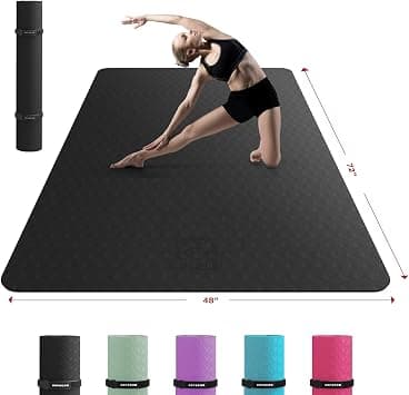 HAPBEAR Extra Large Yoga Mat - 183cm×122cm/198x137cm×6mm, Non-Slip, Durable, Eco-Friendly, Thick Wide Exercise Mat for Home Workouts, Yoga, Pilates, Stretching, Meditation - دليلك لأفضل العروض