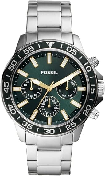 Fossil Mens Bannon Stainless Steel Watch Bq2492, Silver on Amazon.ae - Price Tracker