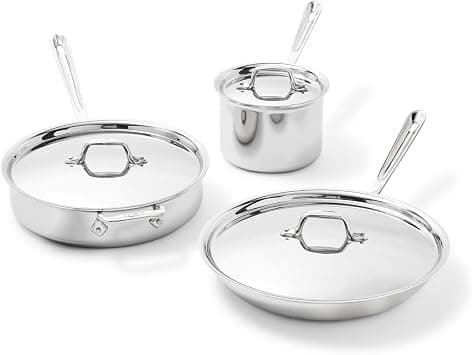 All-Clad D3® Stainless Steel 6 Piece Cookware Set- Made in USA- Includes 12" Fry Pan, 2 Qt Saucepan, 4 Qt Sautépan, Professional Grade -Oven Safe & Induction Compatible on Amazon.ae - Price Tracker