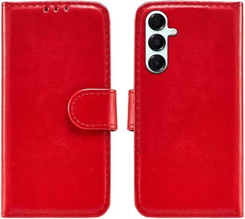 MAU Case for Samsung Galaxy A17 5G Phone Case,Red PU Leather Flip Wallet Phone Stand Case Cover with 2 Slot Card Holder and Magnetic Closure for Samsung Galaxy A17 5G Case - (Red) على Amazon.ae - متتبع الأسعار