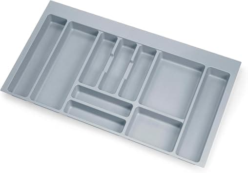 Emuca - Cutlery Organiser, Drawer Organiser for Kitchen, Cutlery Tray, 10 Compartments, Module 90 cm, Plastic, Grey on Amazon.ae - Price Tracker