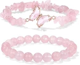 GolbalJew Amethyst Bracelet For Women Anxiety Amethyst Beaded Bracelets Butterfly Charms Healing Stone Layered Bracelet Gifts For Women - Best Deal Finder