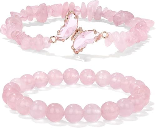 GolbalJew Amethyst Bracelet For Women Anxiety Amethyst Beaded Bracelets Butterfly Charms Healing Stone Layered Bracelet Gifts For Women on Amazon - Best Deal Finder